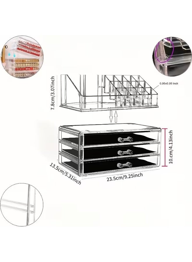 AS SEEN ON TV Acrylic Makeup Storage Box with 3 Drawers - Image 1
